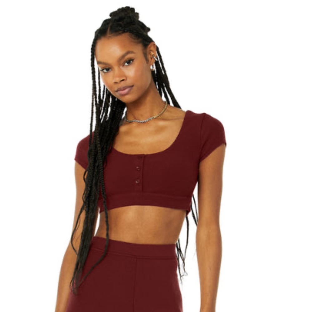 Blissful Henley bra top - cranberry